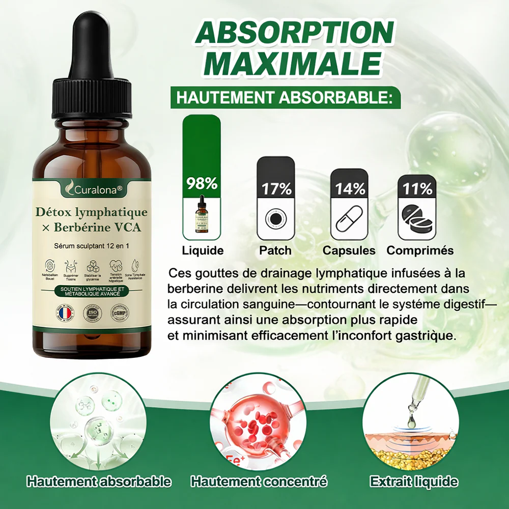 🔥 NOUVEAUTÉ | 🇫🇷 Curalona® Sérum Sculptant 12-en-1 Détox Lymphatique × Berbérine ,Élimine les toxines, aide à brûler les graisses tenaces, lisse les rides et soutient le confort articulaire. - Image 3