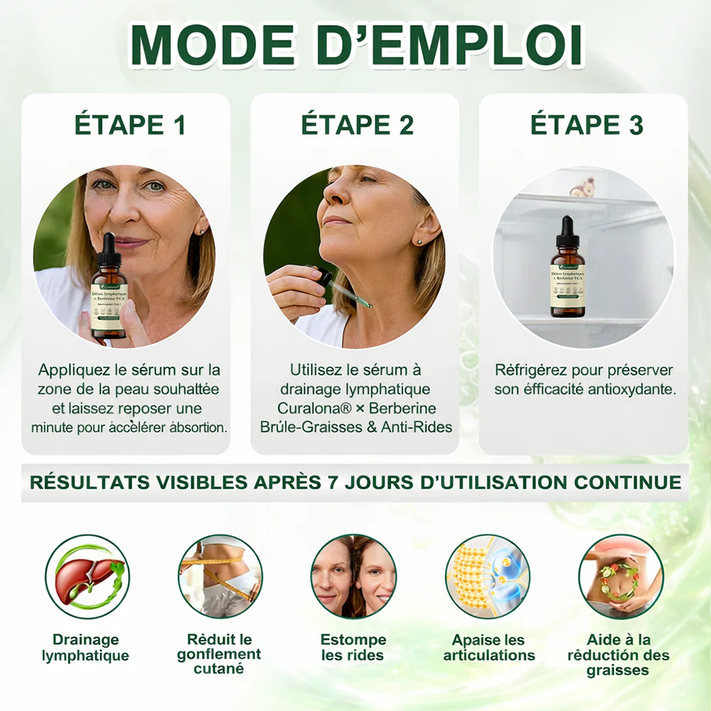 🔥 NOUVEAUTÉ | Curalona® Sérum Sculptant 12-en-1 Détox Lymphatique × Berbérine ,Élimine les toxines, aide à brûler les graisses tenaces, lisse les rides et soutient le confort articulaire. - Image 12