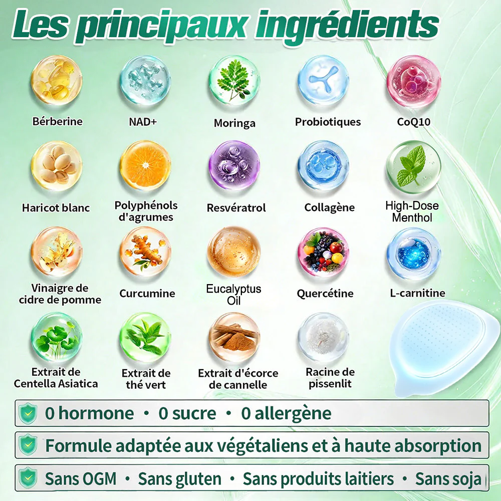 💖𝑷𝒉𝒂𝒓𝒎𝒂𝒄𝒊𝒆 𝑶𝒇𝒇𝒊𝒄𝒊𝒆𝒍𝒍𝒆💖 | 🇫🇷 Purelora® Moringa · Berbérine Patch 10-en-1 aux Nano-Micro-Aiguilles et Cryo-Gel ✅ Soutien Cryo-Métabolique : Cristallise les graisses, raffermit la peau et élimine l'œdème instantanément. - Image 6